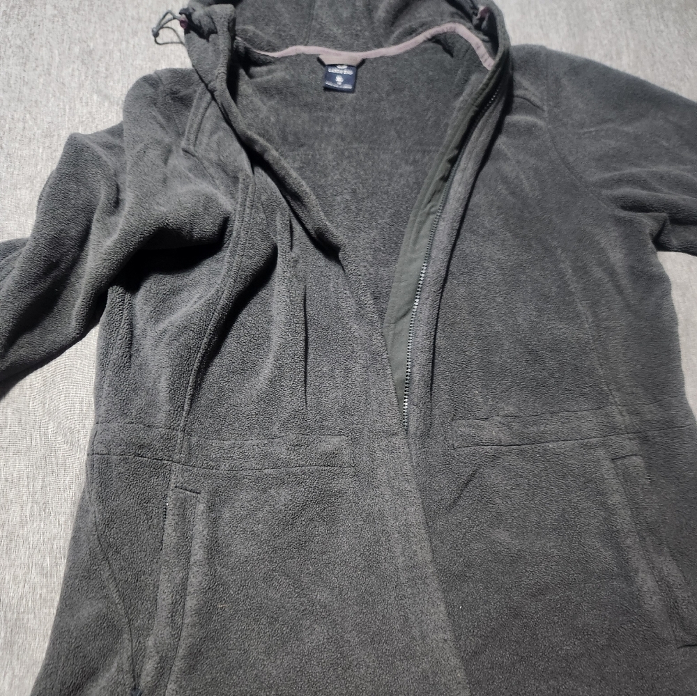 LANDS END POLARTEC DOUBLE ZIP HOODED JACKET